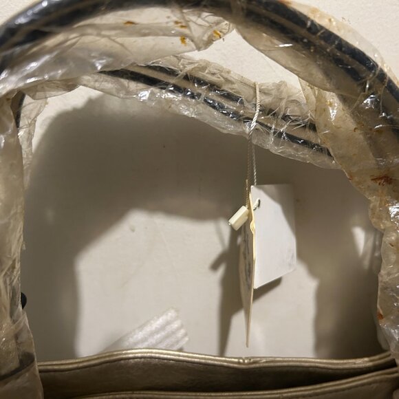 BRAND NEW W/Tags- Stylish Metallic Gold Rhinestone Studded Large Tote Bag - Picture 5 of 8